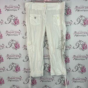 Armor jeans capri white cargo tattoo style design on leg silver White Design